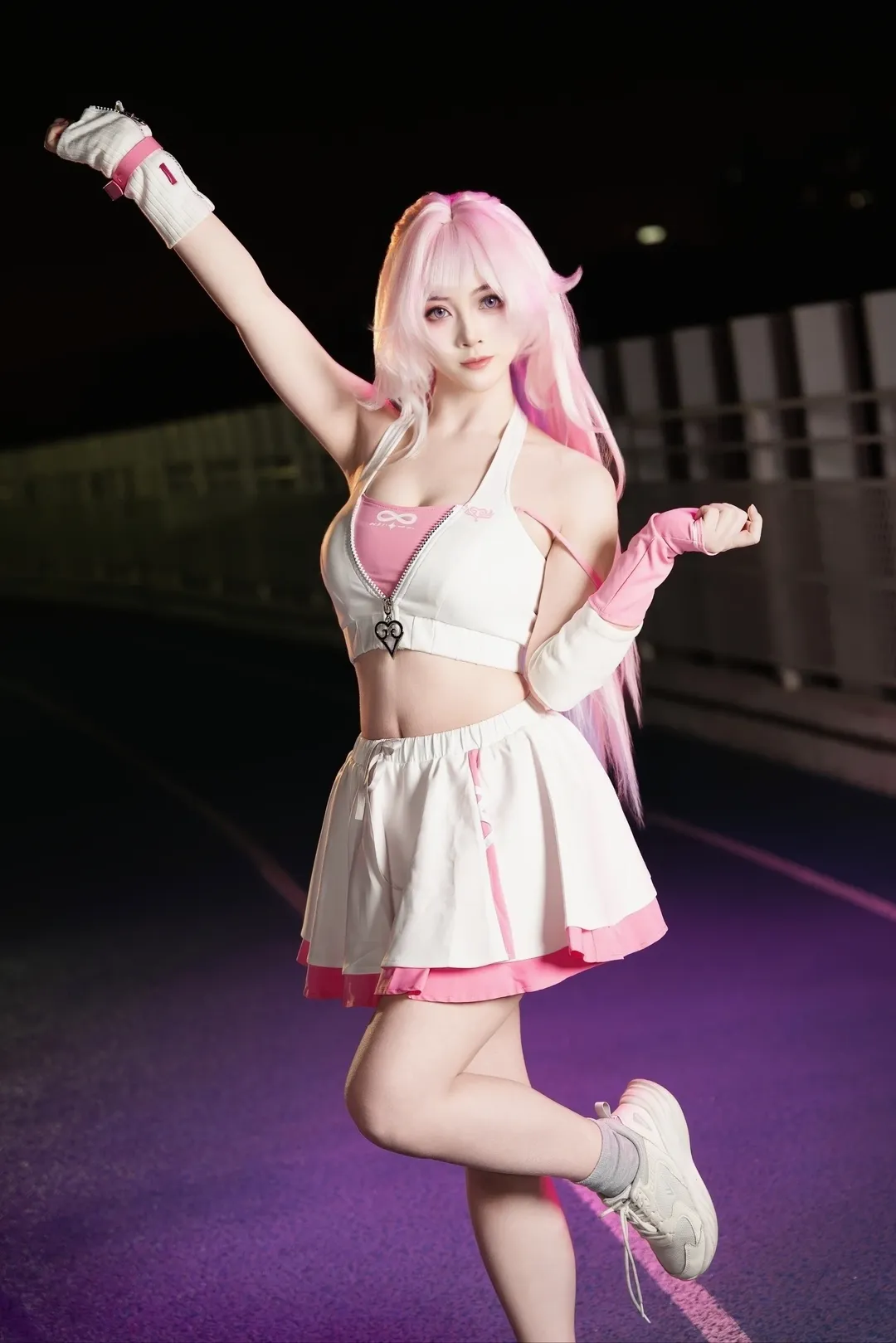 cosplay, Long pink hair, Cyrene Cosplay, Honkai: Star Rail, Night view