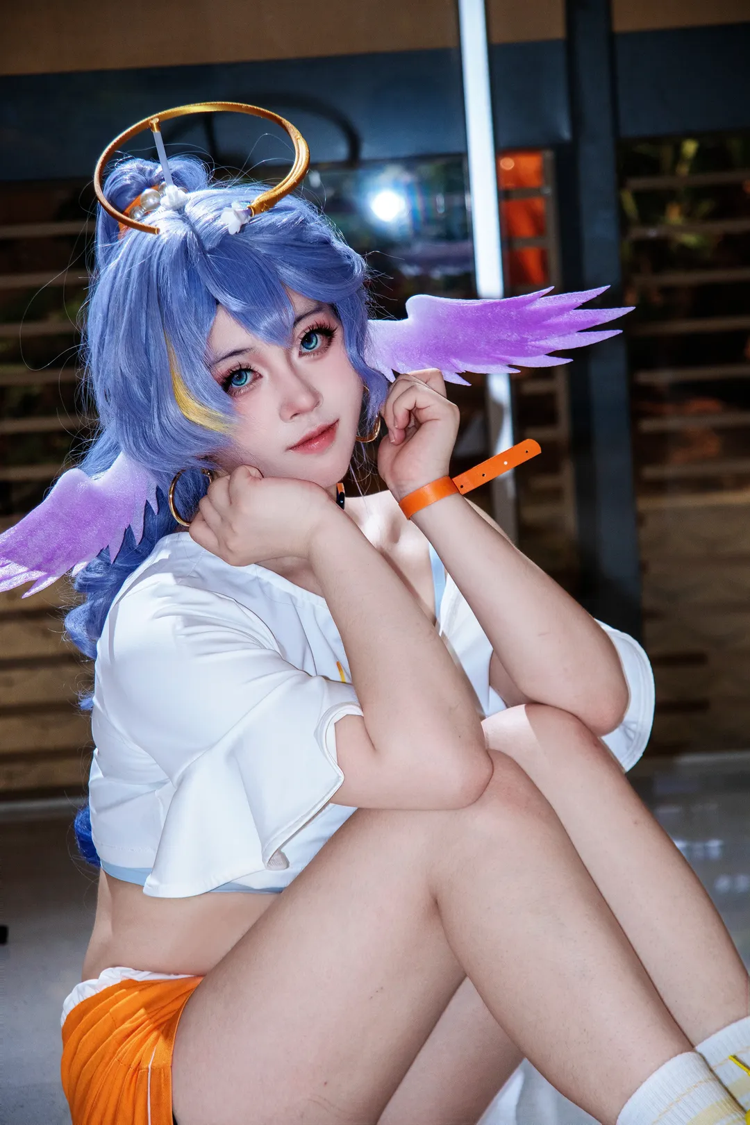 Honkai: Star Rail, Robin cosplay, Cosplay photography, Blue wig, Sporty style cosplay - Image 1