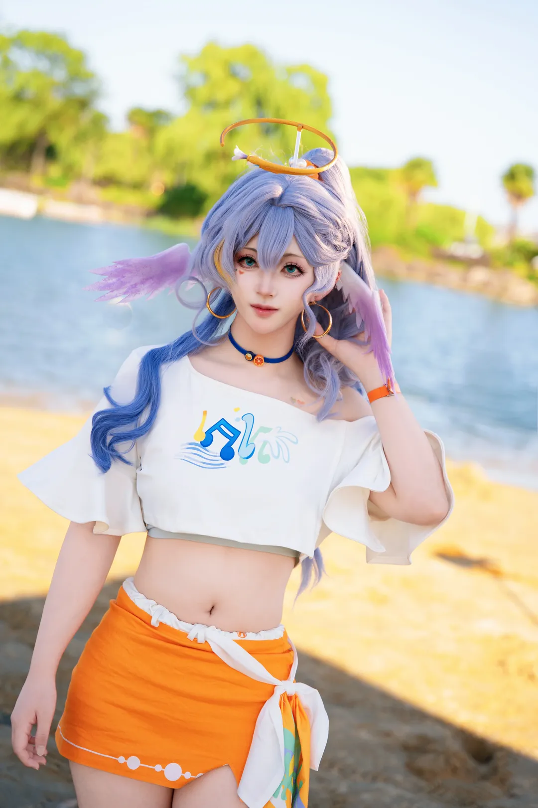 Anime-style photography, Honkai: Star Rail, Robin cosplay, Summer outfit, Seaside cosplay - Image 2
