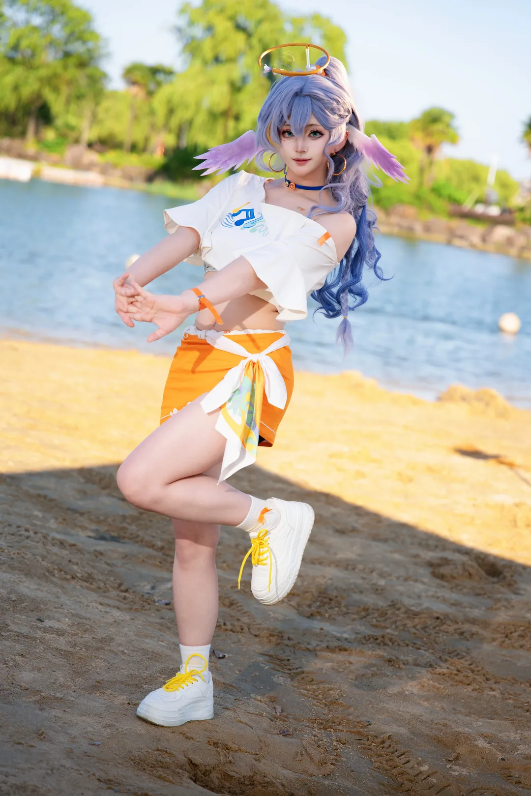 二次元少女, 崩坏：星穹铁道, 知更鸟cos, 夏日摄影, 户外沙滩cos