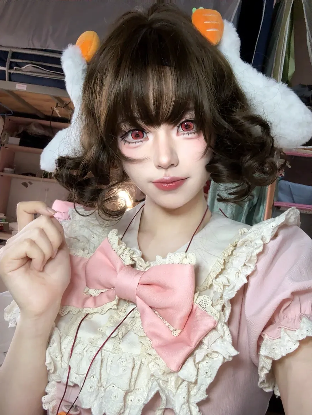 东方project, 兽耳少女, 因幡帝cos, 小兔子cosplay, 粉色蕾丝裙