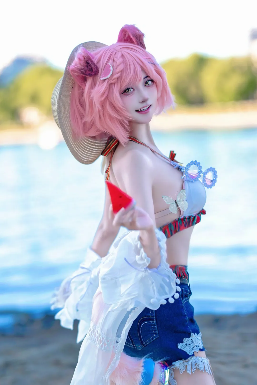 二次元摄影, 明日方舟, 泳装cosplay, 澄闪cos, 海边拍照 - 第2张