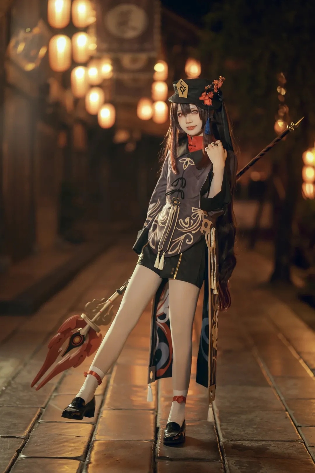 原神, 國風cosplay, 白絲穿搭, 胡桃cos, 錦裡夜景 - 第2張