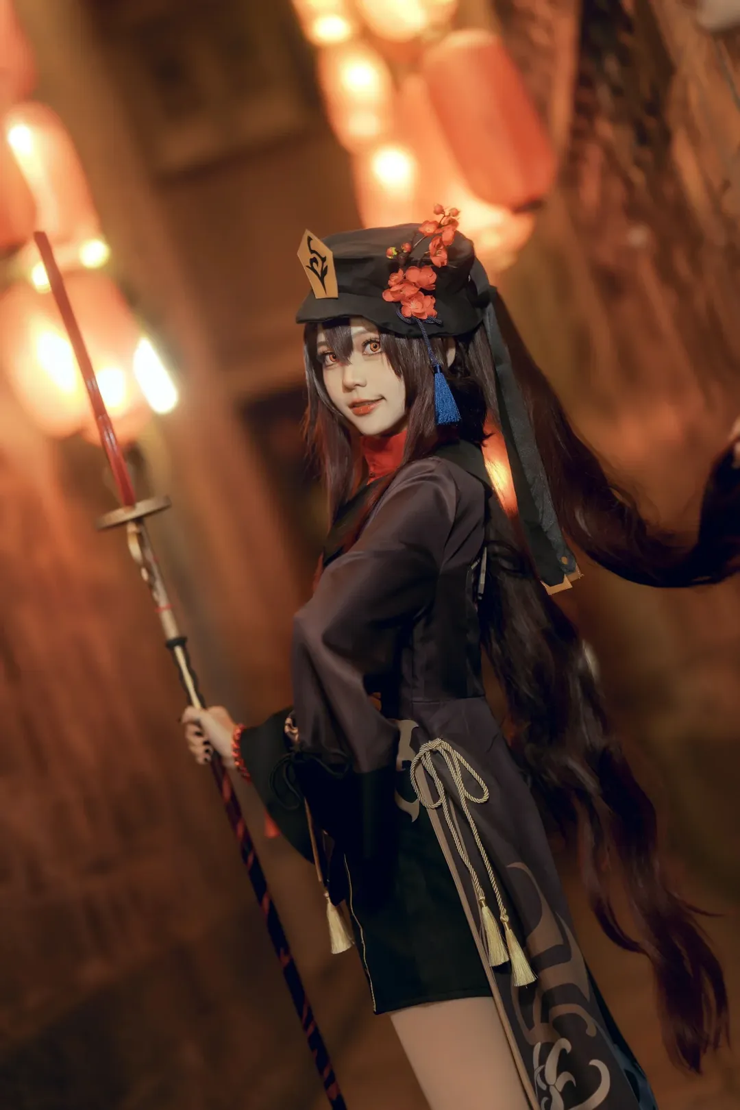 原神, 國風cosplay, 白絲穿搭, 胡桃cos, 錦裡夜景 - 第5張