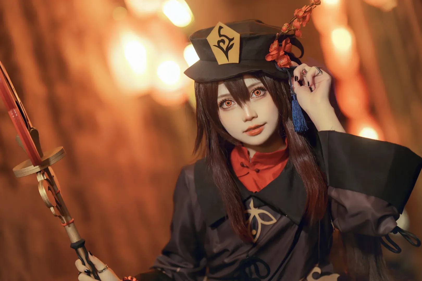 原神, 國風cosplay, 白絲穿搭, 胡桃cos, 錦裡夜景 - 第7張