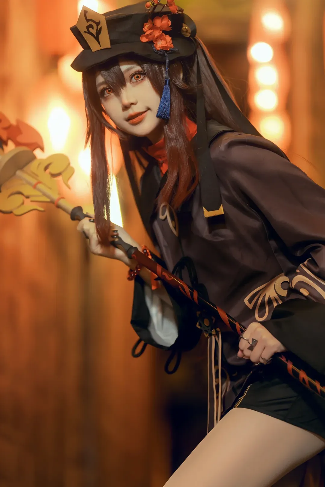 原神, 國風cosplay, 白絲穿搭, 胡桃cos, 錦裡夜景 - 第8張