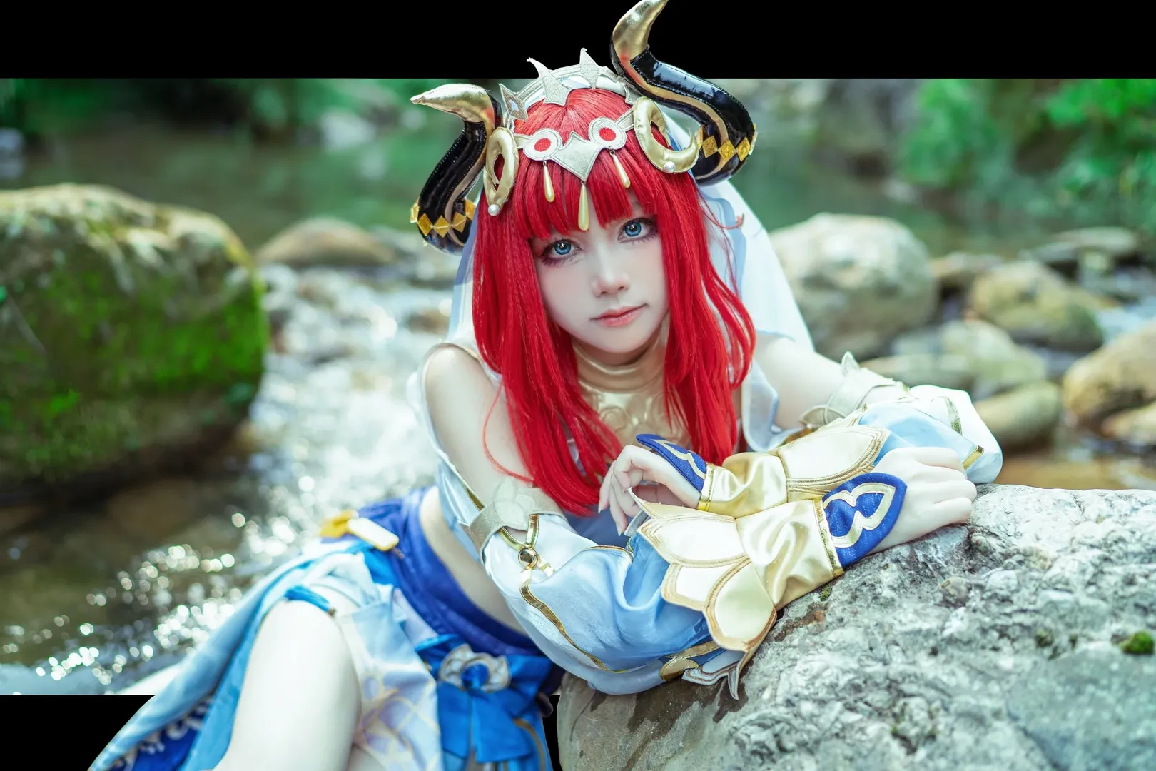 Genshin Impact, Nilou cosplay, Waterside outdoor location, Outdoor cosplay photography, Qingcheng Mountain travel photography - Image 8
