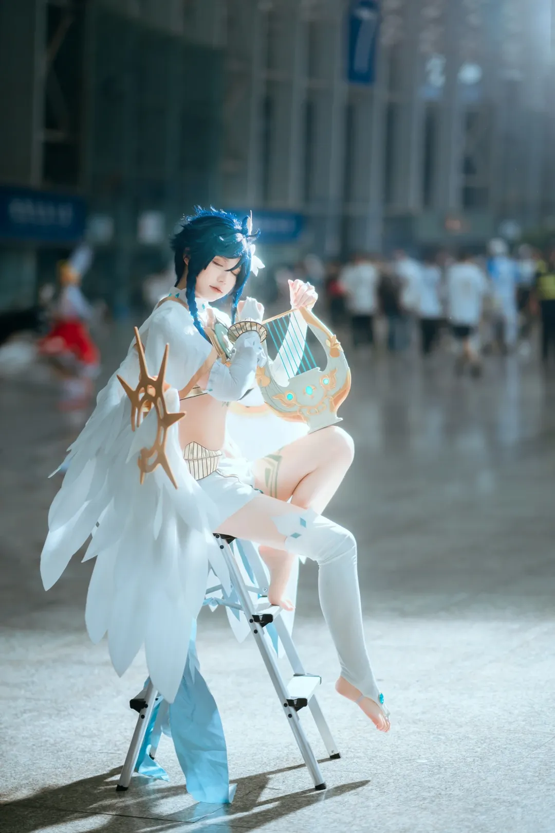 原神, 漫展场照, cosplay摄影, 白丝cos, 温迪cos - 第1张
