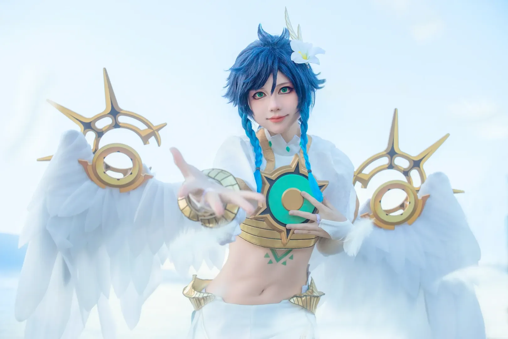 原神, 白ストッキング, トラベルフォト, ロケコス, ウェンティ コスプレ - 1枚目