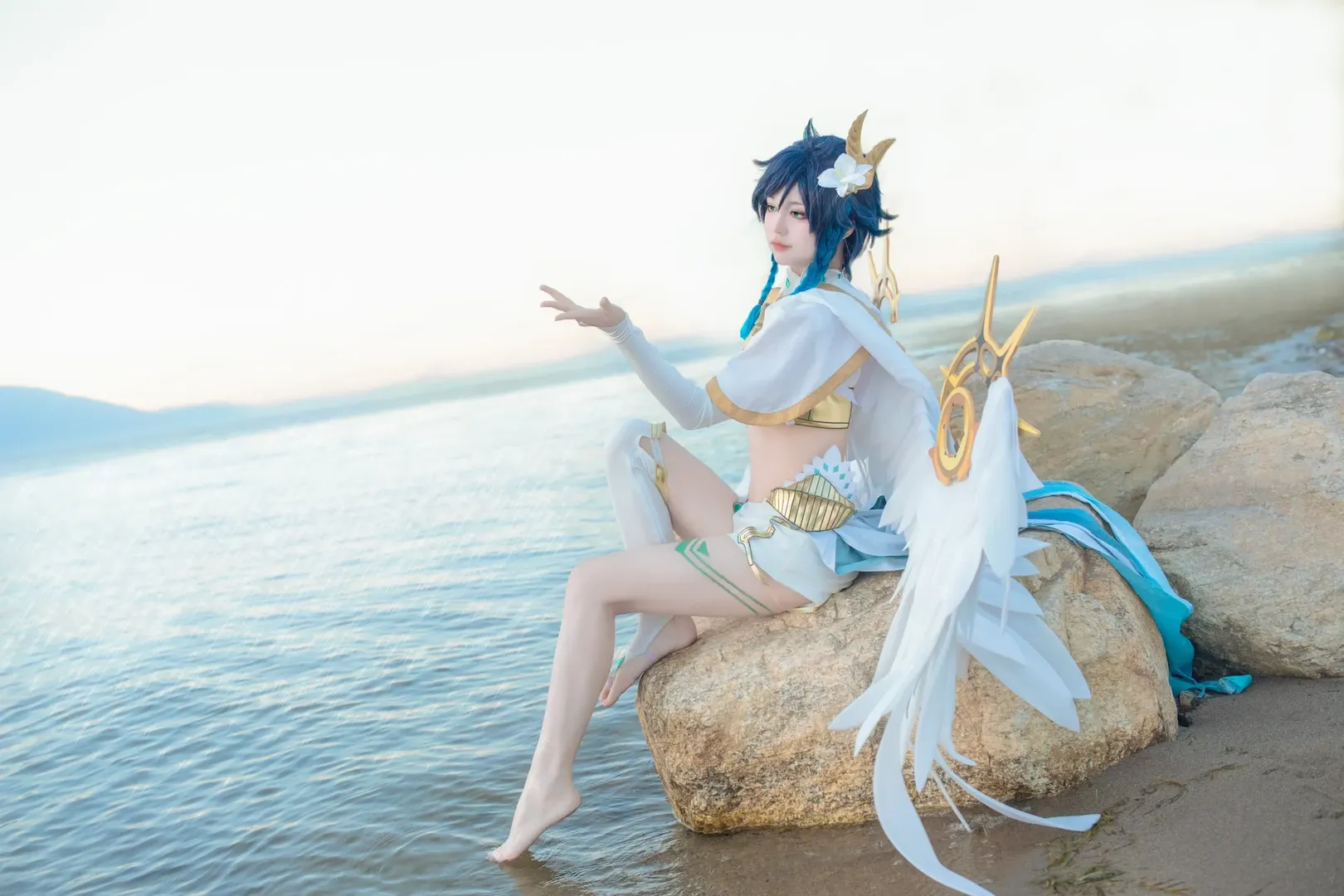 原神, 白ストッキング, トラベルフォト, ロケコス, ウェンティ コスプレ - 2枚目