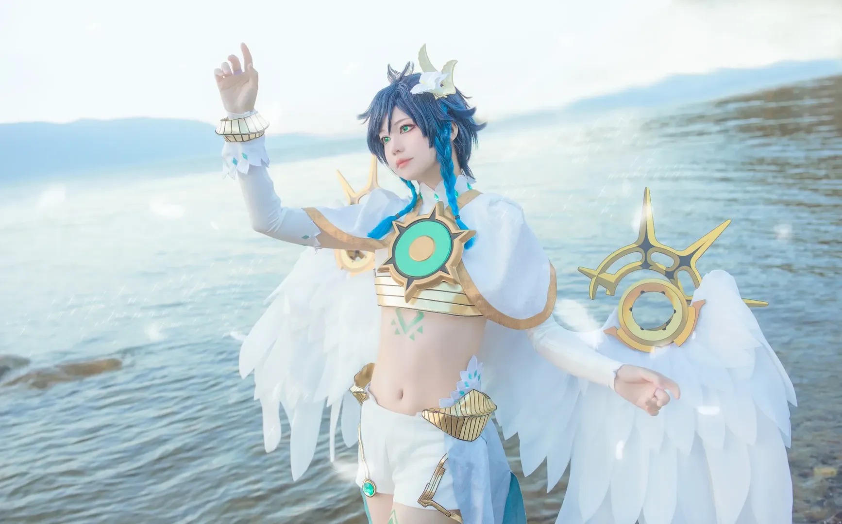 原神, 白ストッキング, トラベルフォト, ロケコス, ウェンティ コスプレ - 3枚目