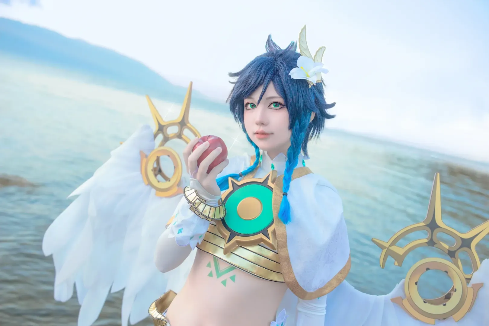原神, 白ストッキング, トラベルフォト, ロケコス, ウェンティ コスプレ - 5枚目