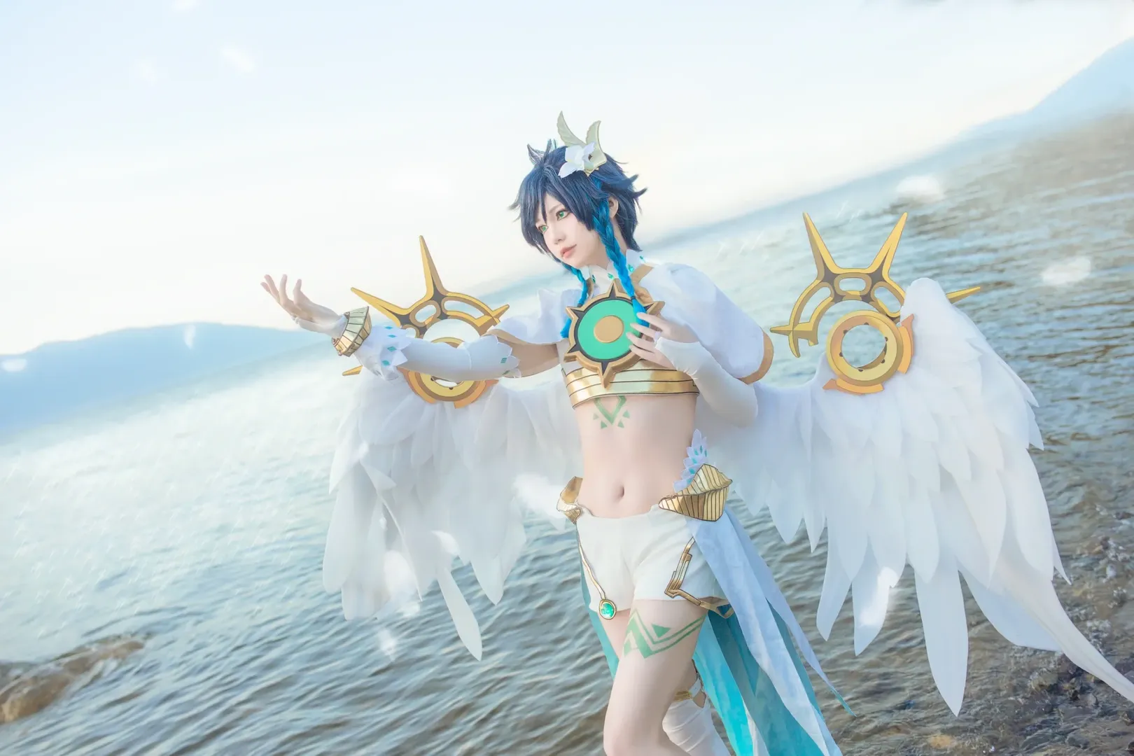 原神, 白ストッキング, トラベルフォト, ロケコス, ウェンティ コスプレ - 6枚目