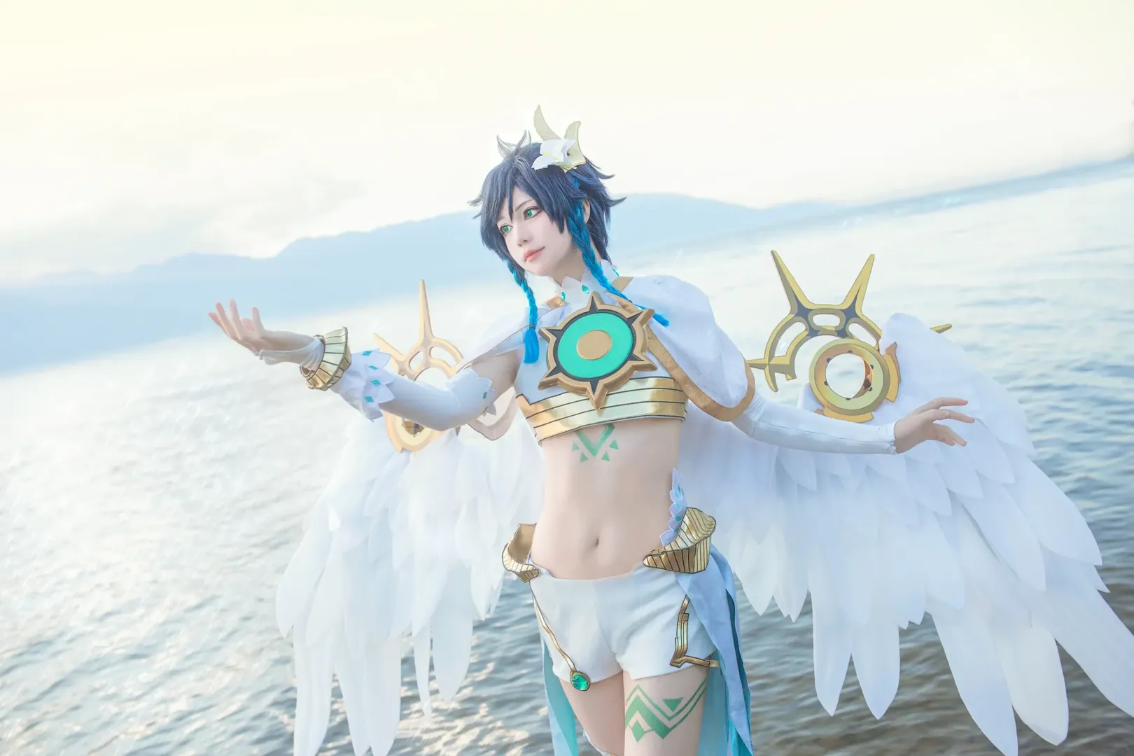原神, 白ストッキング, トラベルフォト, ロケコス, ウェンティ コスプレ - 7枚目