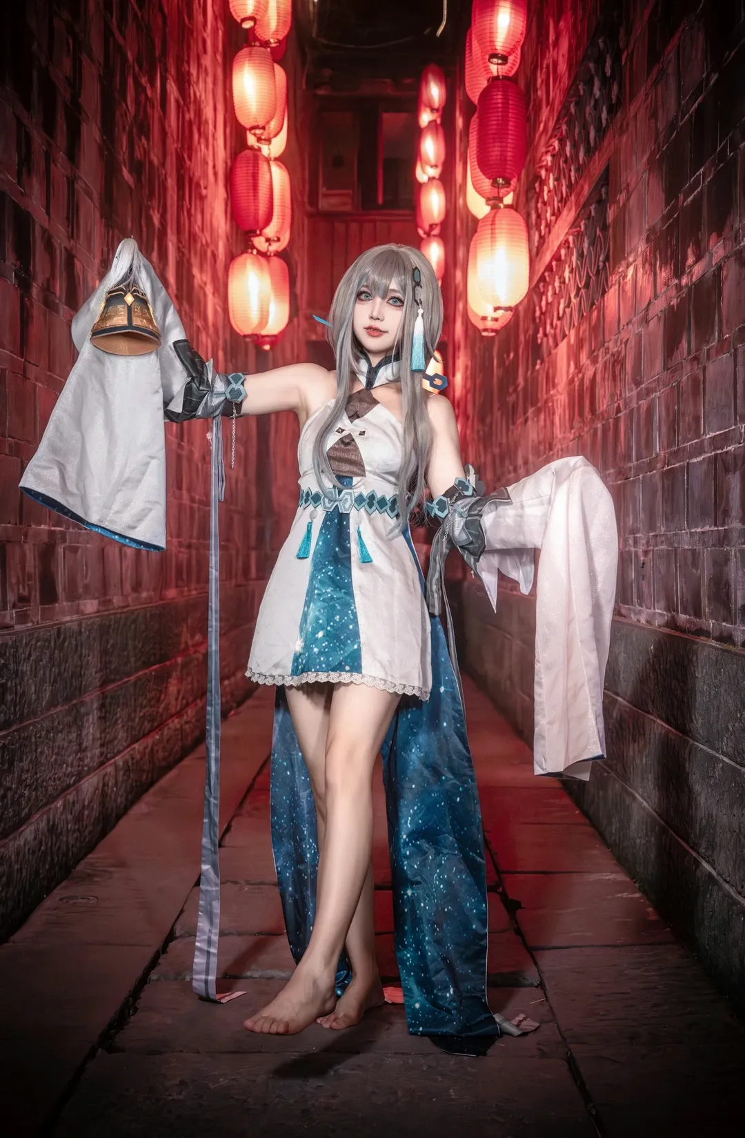 原神, cosplay摄影, 归终cos, 古风夜景, 赤足cos