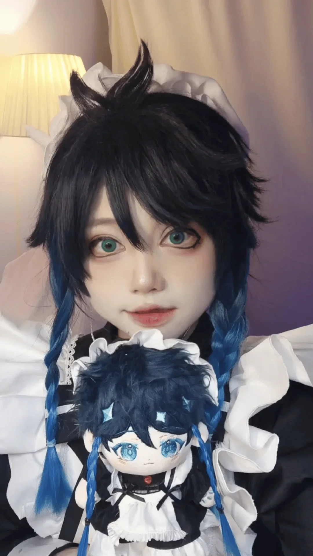 cosplay, 女仆装, 温迪cos, 绿色美瞳, 双麻花辫