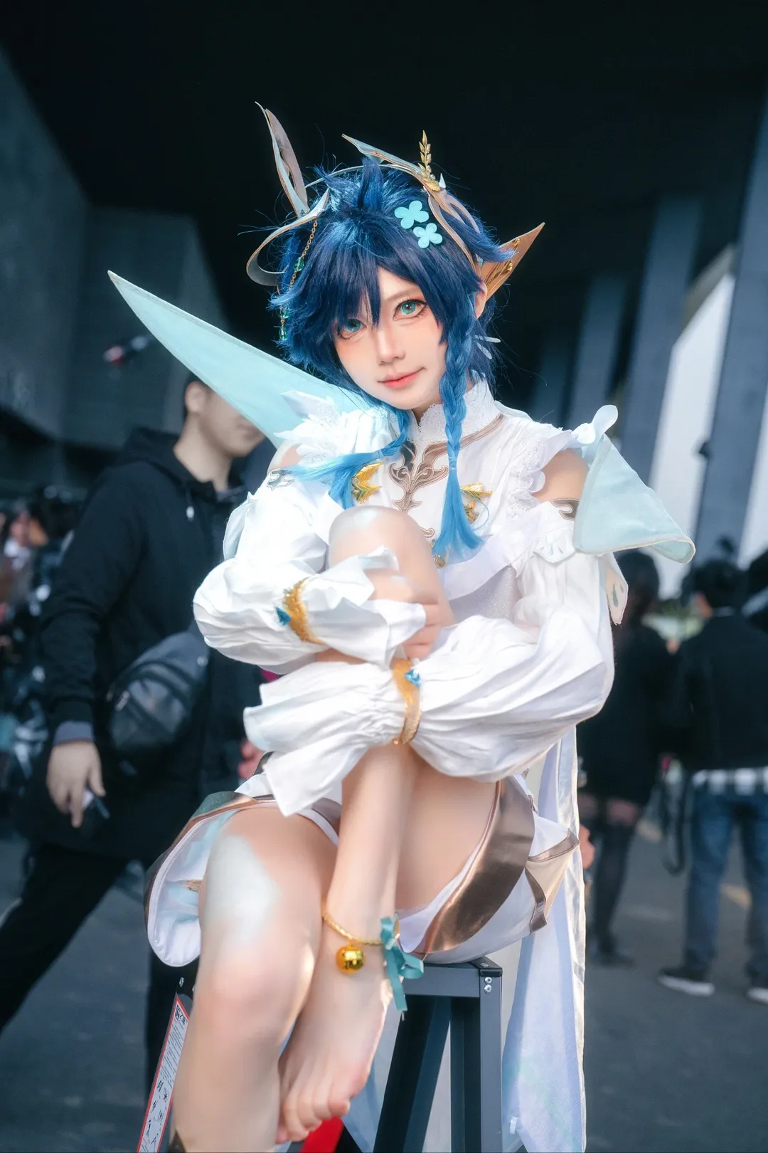 原神, 二次元撮影, イベント写真, 白ストッキングコスプレ, ウェンティ コスプレ - 8枚目