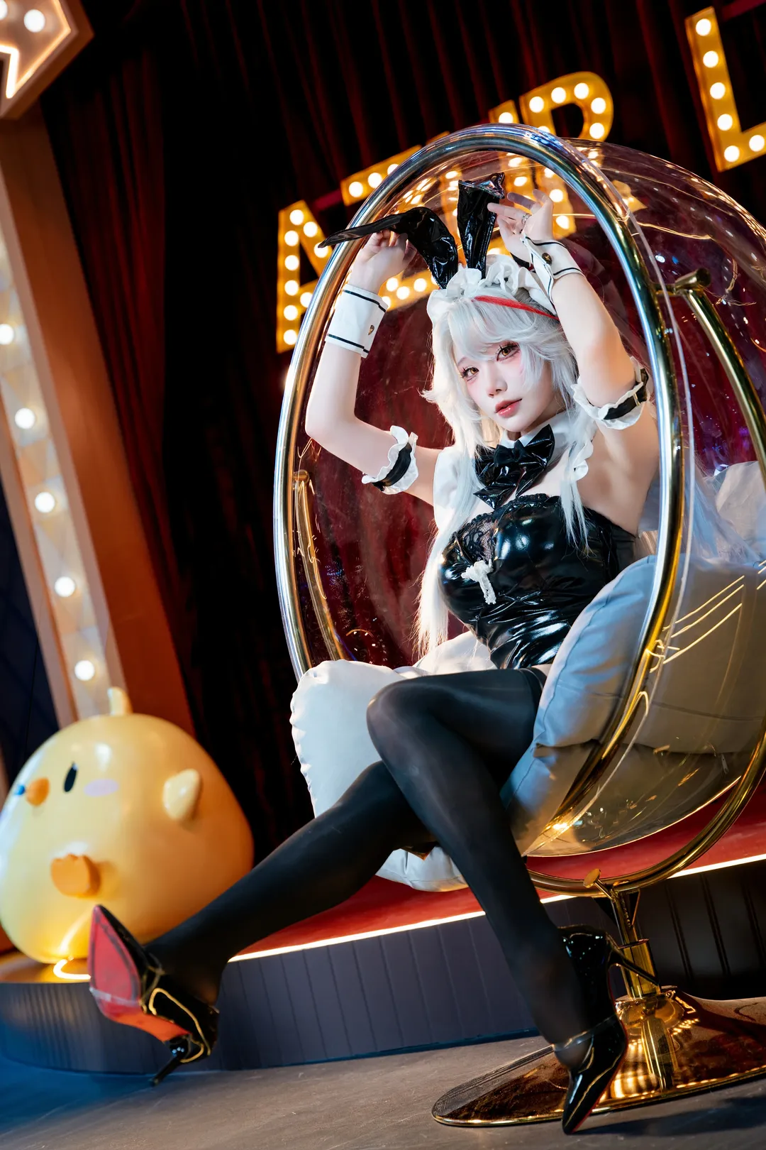 アズールレーン, ホタルACGエキスポ, プリンツ・オイゲン コスプレ, 黒ストッキングコスプレ, エナメルメイド服