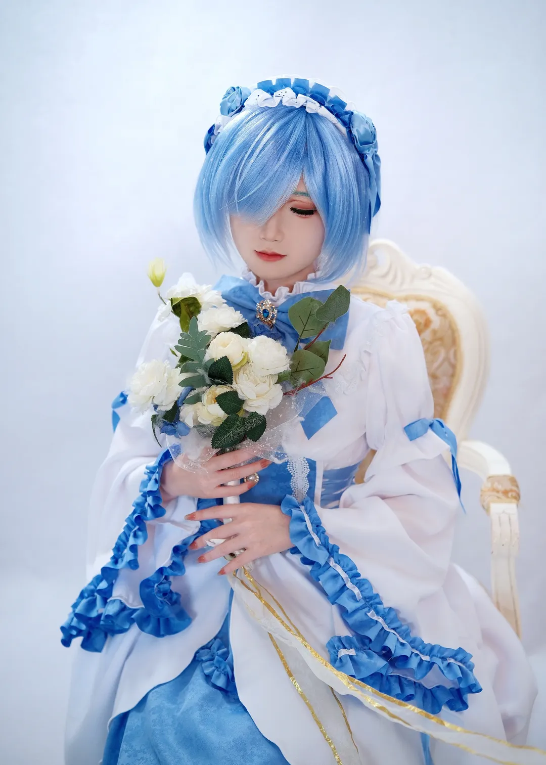 从零开始的异世界生活, 蕾姆cos, 白丝, cosplay棚拍, 水色哥特 - 第1张