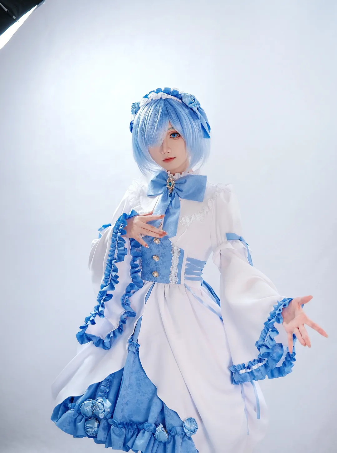 从零开始的异世界生活, 蕾姆cos, 白丝, cosplay棚拍, 水色哥特 - 第3张