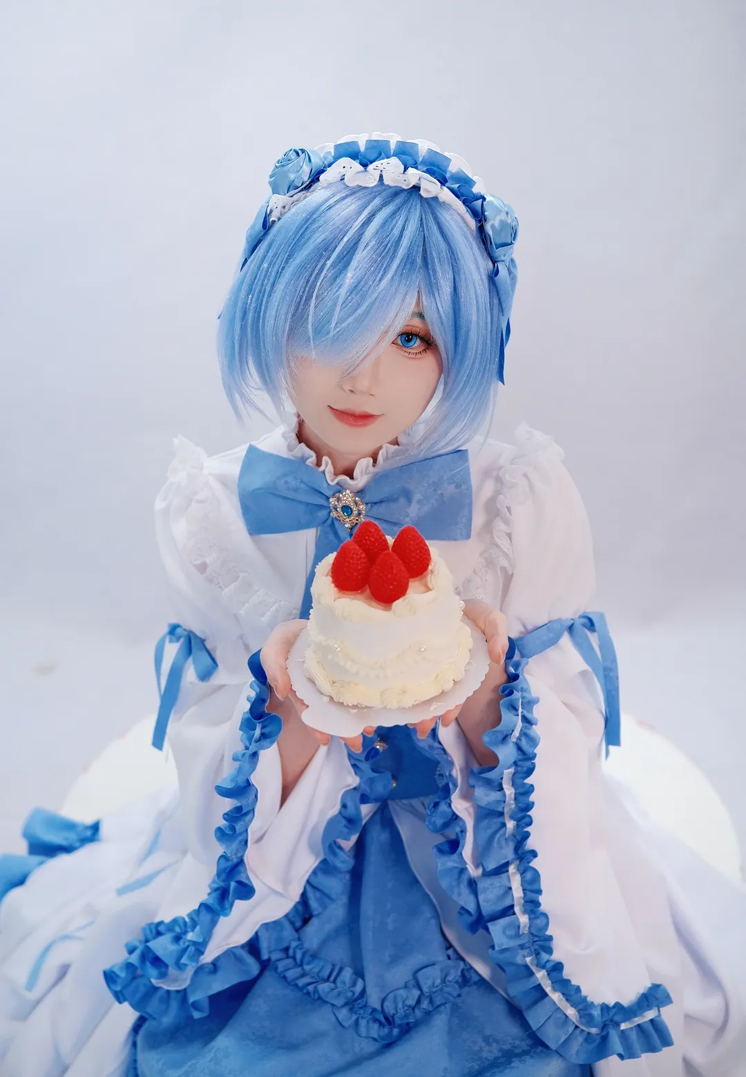 从零开始的异世界生活, 蕾姆cos, 白丝, cosplay棚拍, 水色哥特 - 第4张