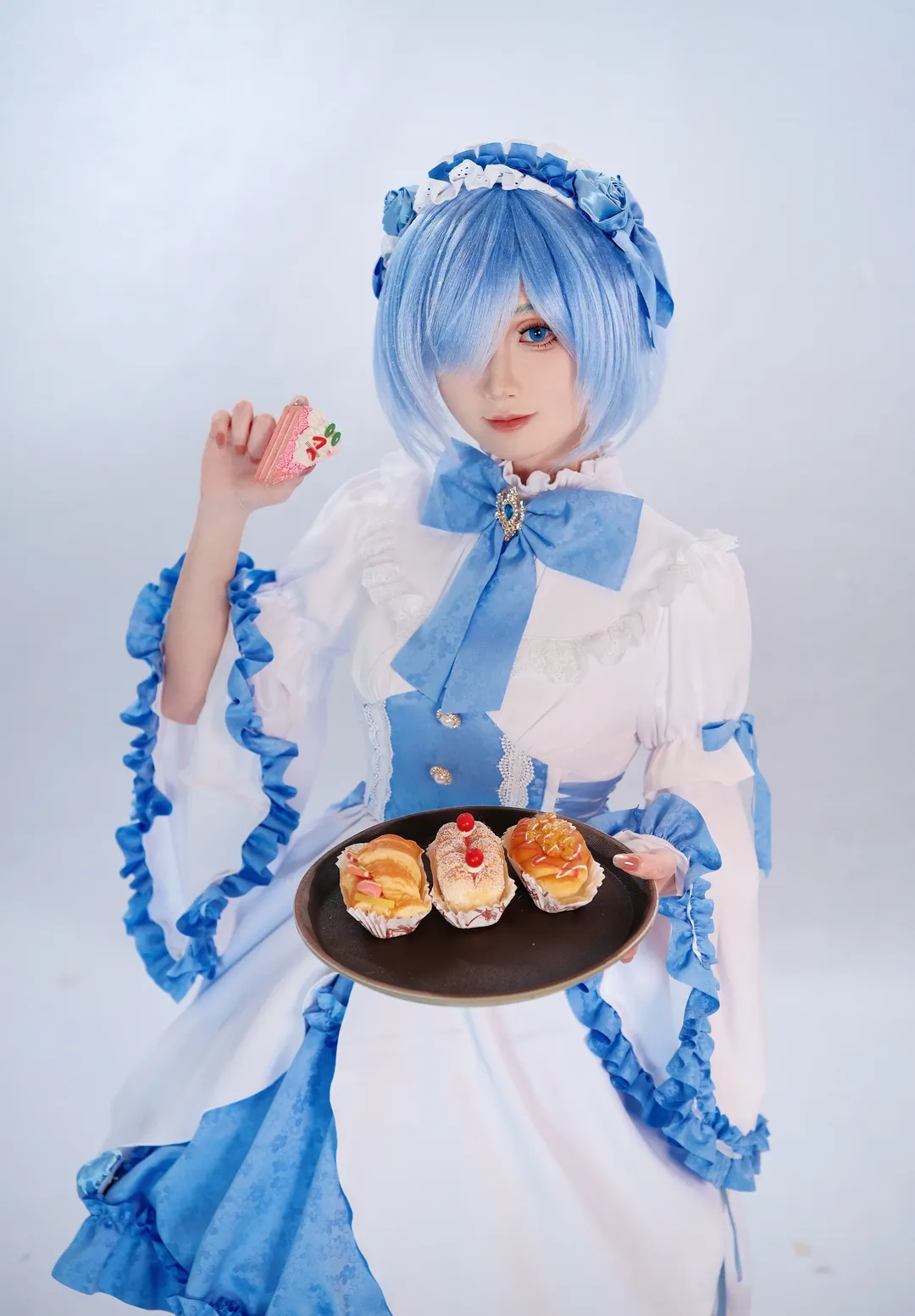 从零开始的异世界生活, 蕾姆cos, 白丝, cosplay棚拍, 水色哥特 - 第5张