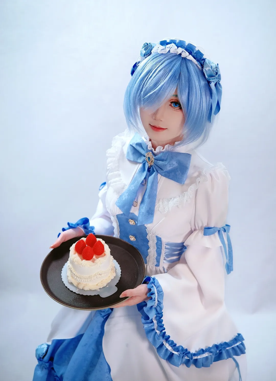 从零开始的异世界生活, 蕾姆cos, 白丝, cosplay棚拍, 水色哥特 - 第6张