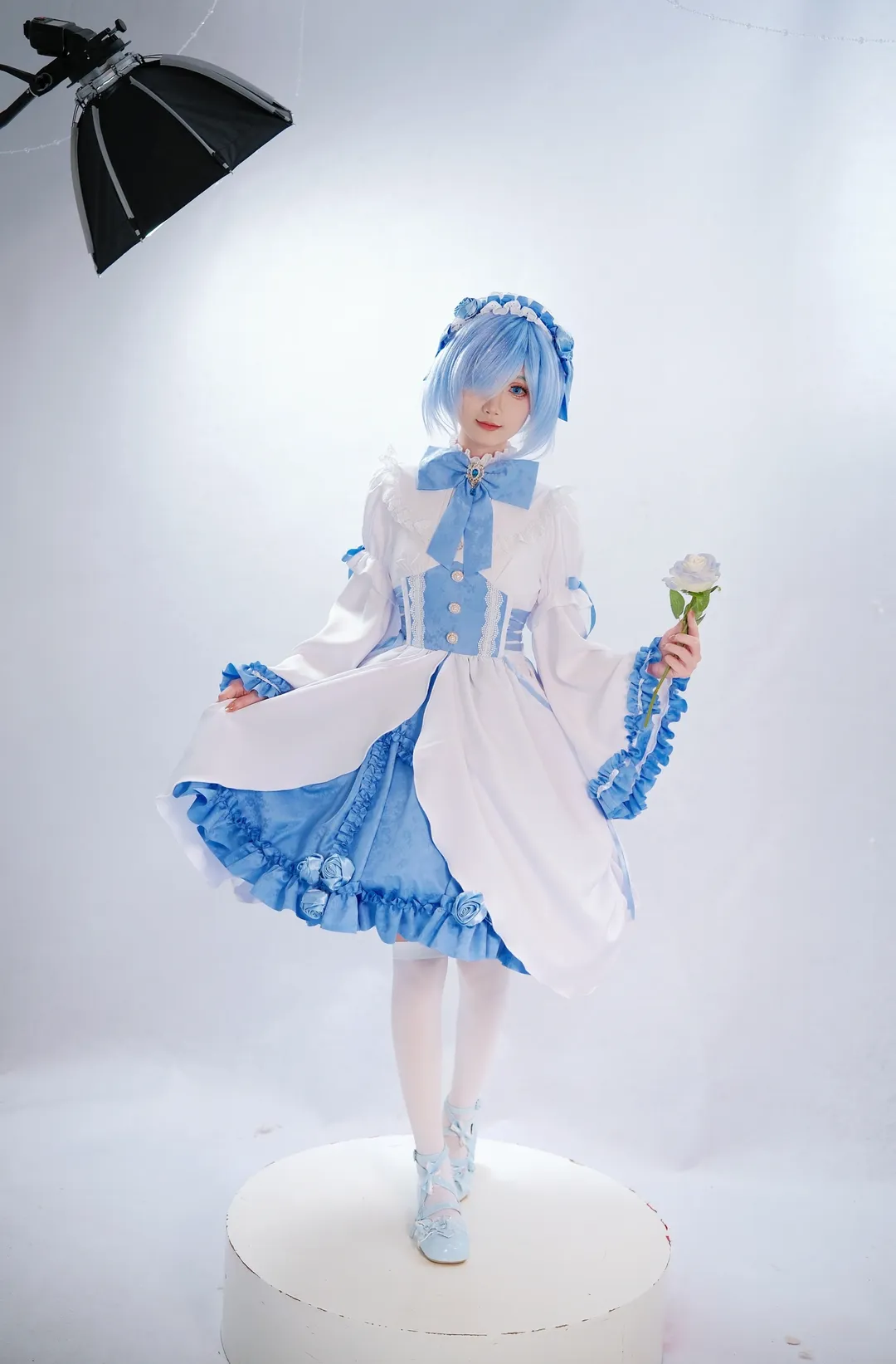 从零开始的异世界生活, 蕾姆cos, 白丝, cosplay棚拍, 水色哥特 - 第7张