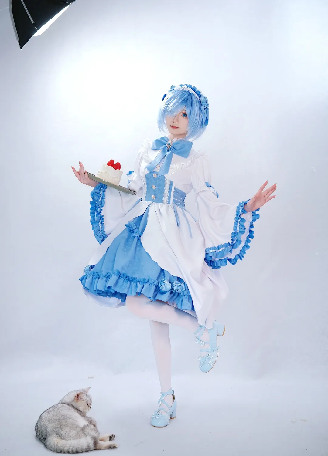 从零开始的异世界生活, 蕾姆cos, 白丝, cosplay棚拍, 水色哥特