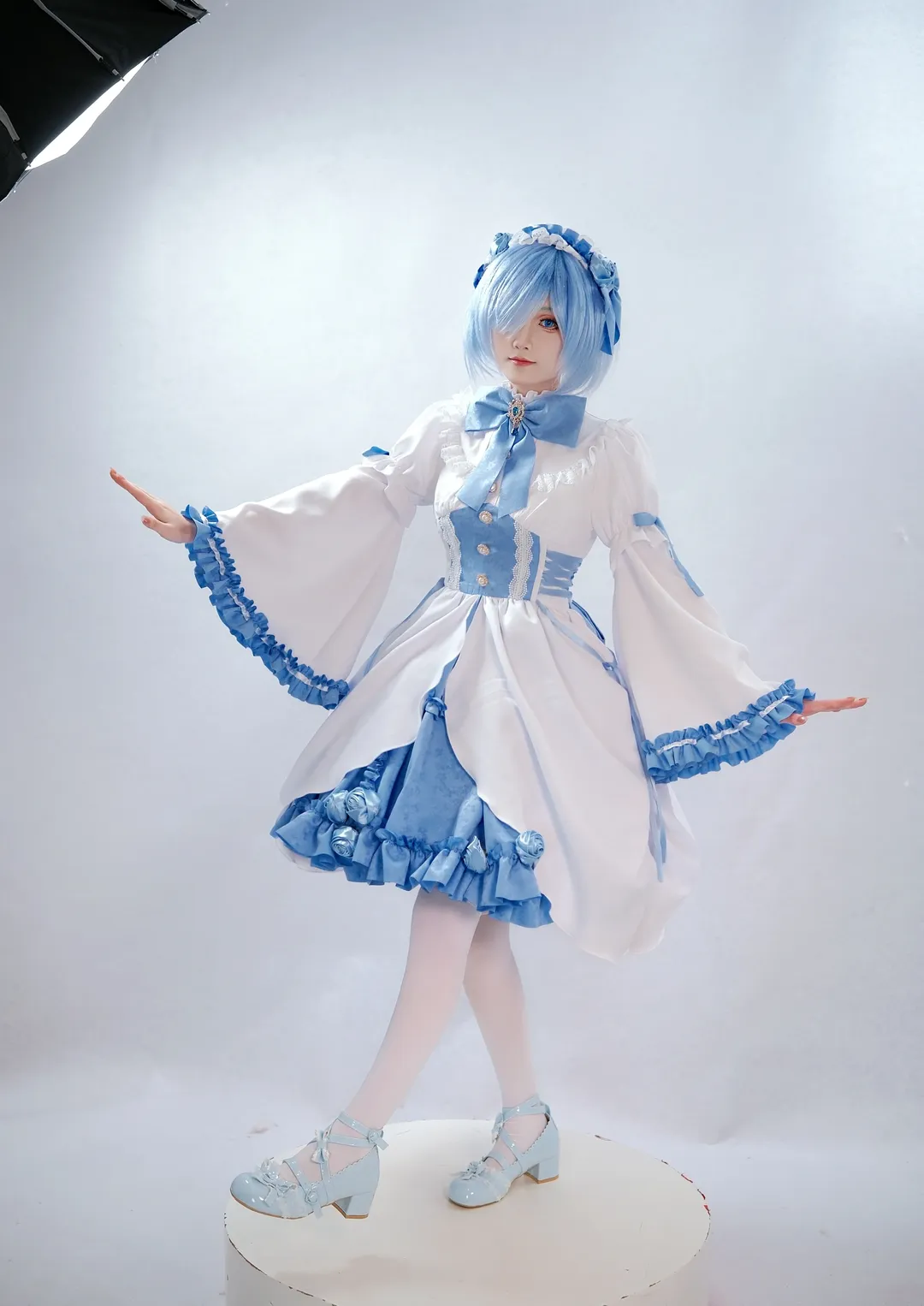 从零开始的异世界生活, 蕾姆cos, 白丝, cosplay棚拍, 水色哥特 - 第9张