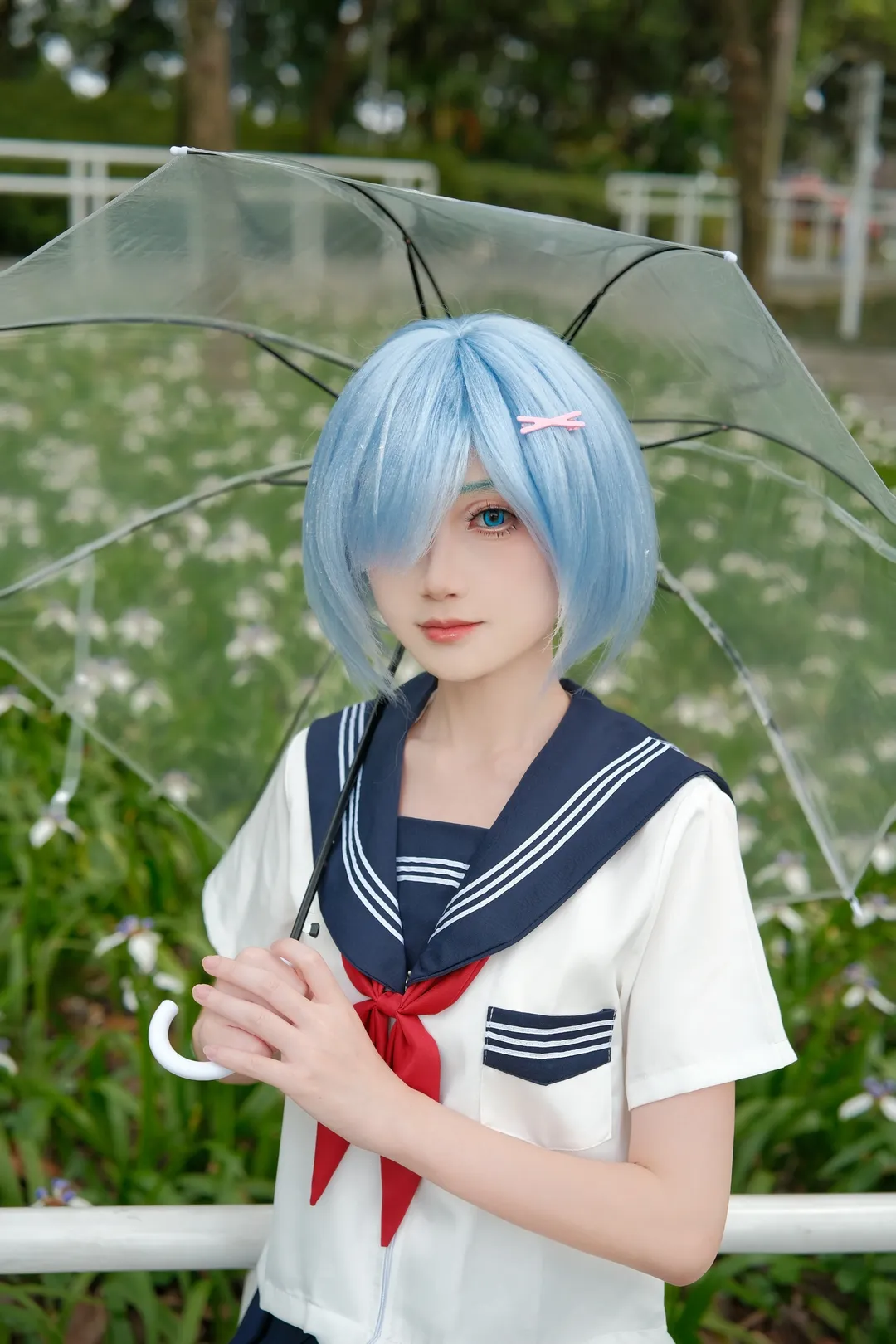 Re:ゼロから始める異世界生活, レム コスプレ, セーラー服, 公園ロケ, 女子学生 - 2枚目