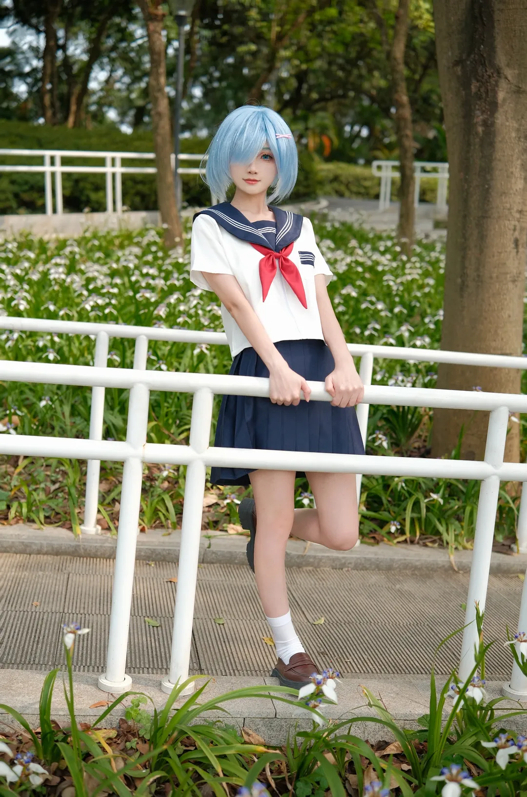 Re:ゼロから始める異世界生活, レム コスプレ, セーラー服, 公園ロケ, 女子学生 - 8枚目