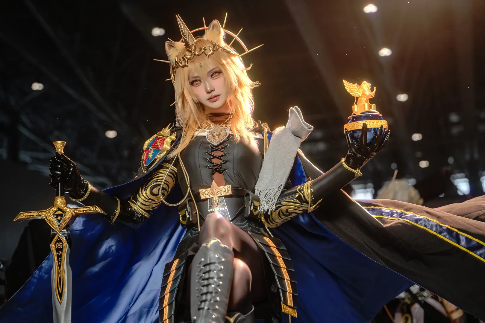 明日方舟, cosplay场照, 黑丝网袜, 维娜维多利亚cos, 剑与王权