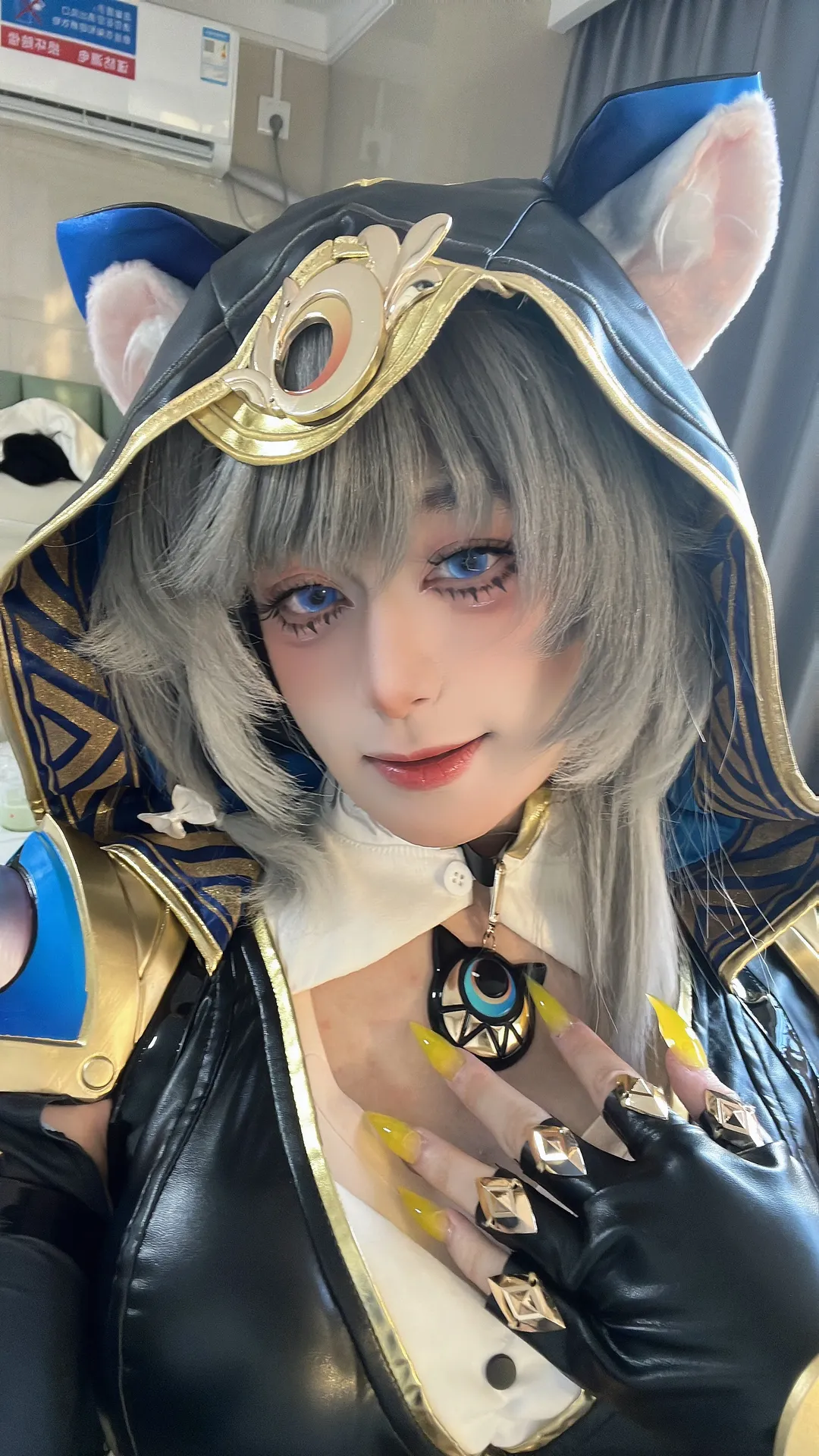Cifera Cosplay, Honkai: Star Rail, Cosplay makeup, Anime style selfie, Cat ear fursuit