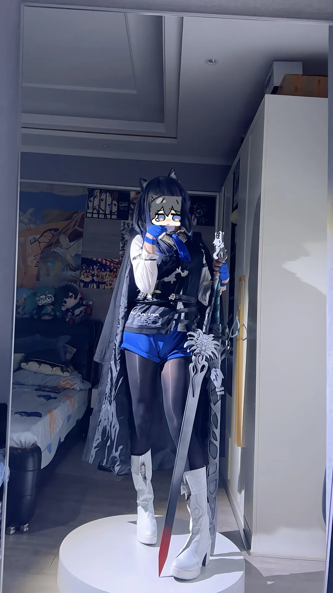 明日方舟, cosplay穿搭, 兽耳娘, 黑丝cos, 缄默德克萨斯cos - 第1张