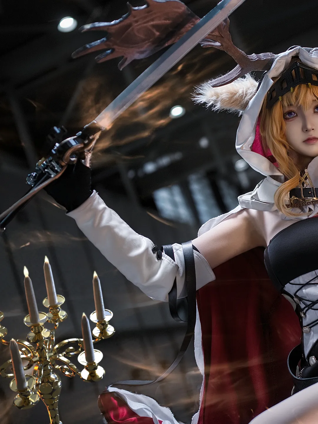 明日方舟, cosplay后期, 薇薇安娜cos, 丝袜, 烛火特效 - 第1张