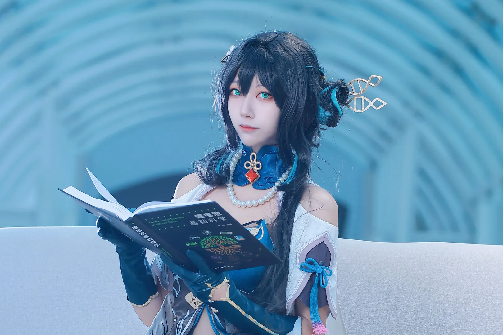 崩坏星穹铁道, 阮梅cos, cosplay摄影, 科研风穿搭, 蓝调氛围照 - 第2张