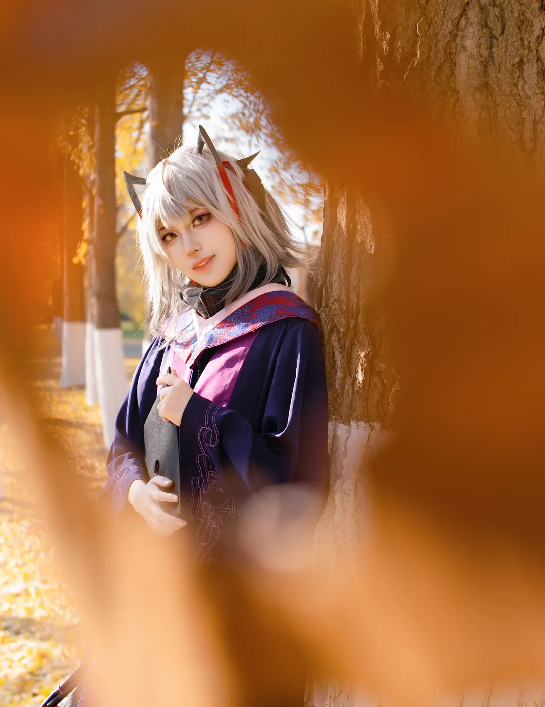 明日方舟, 校园cosplay, Wcos, 丝袜cos, 银杏外景 - 第2张