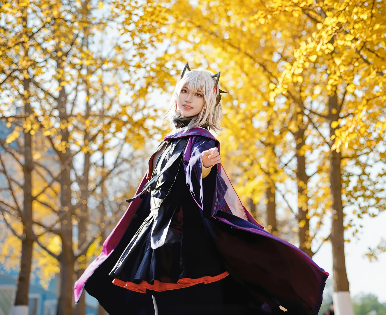 明日方舟, 校园cosplay, Wcos, 丝袜cos, 银杏外景 - 第3张