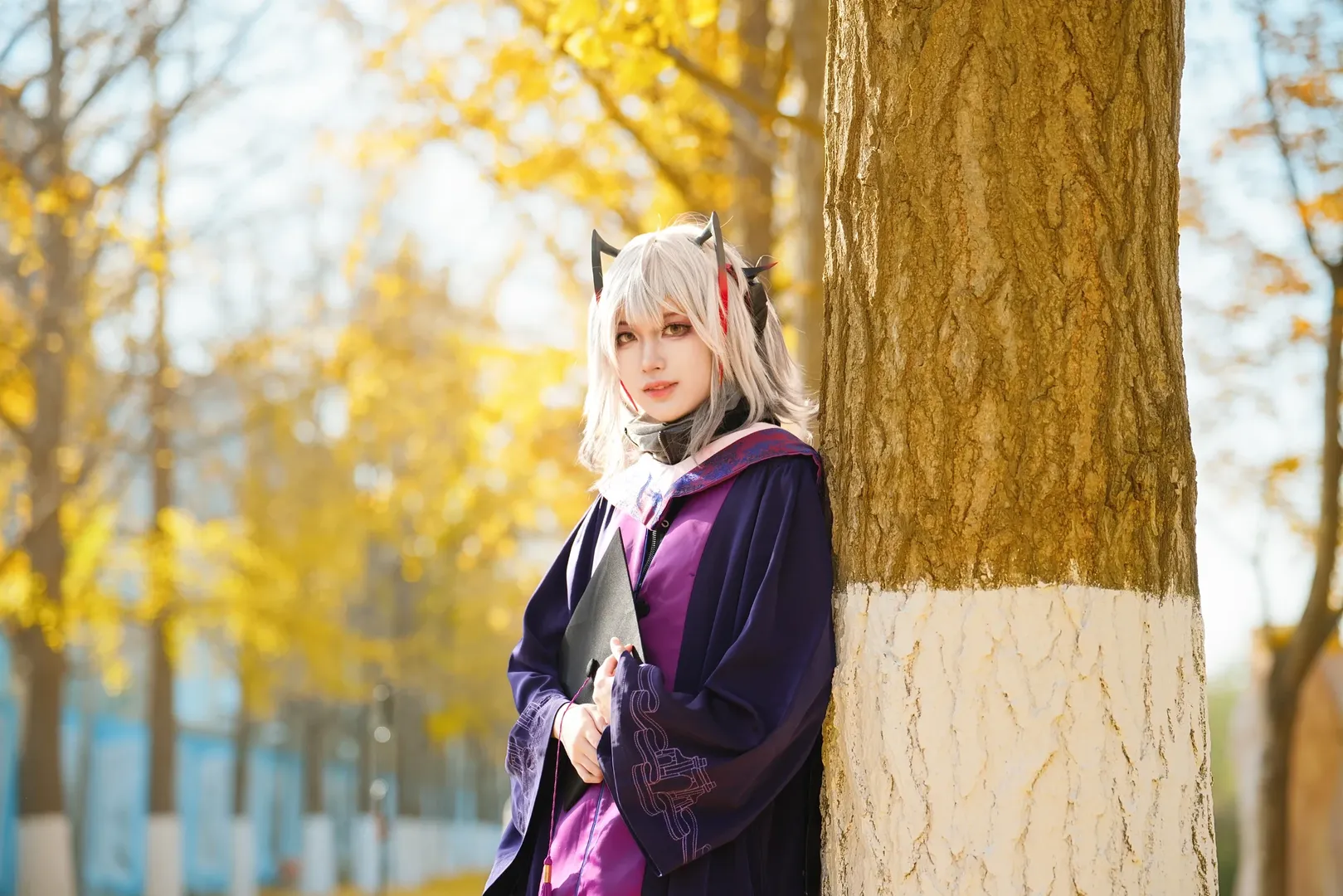 明日方舟, 校园cosplay, Wcos, 丝袜cos, 银杏外景 - 第4张