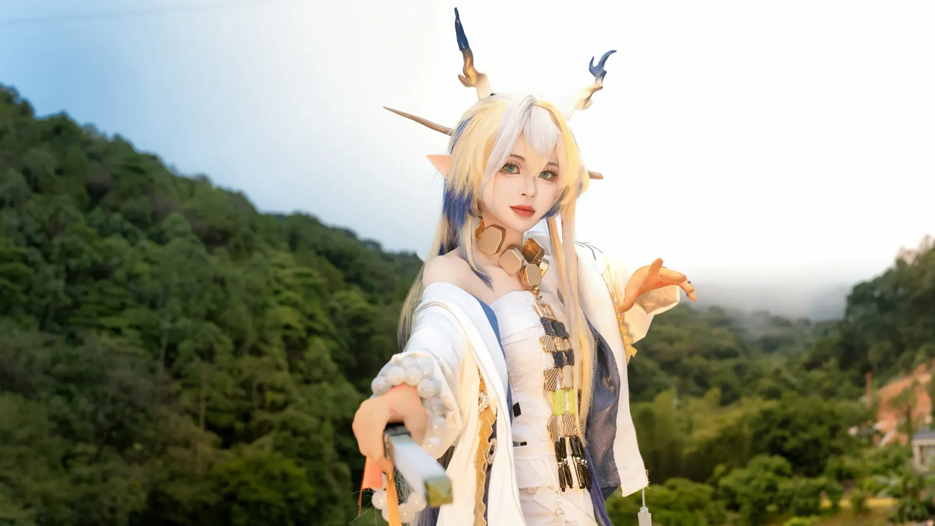 二次元cosplay, 黍cos, 明日方舟, 夜景人像, 金黄色麦田
