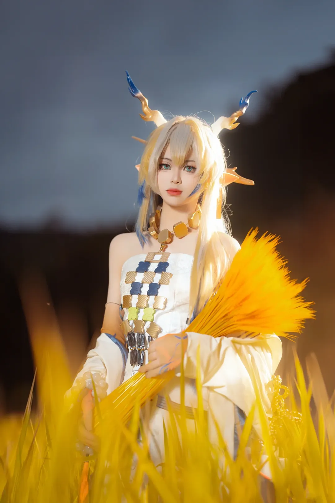 二次元コスプレ, シュウ コスプレ, アークナイツ, 夜景ポートレート, 黄金色の麦畑 - 3枚目