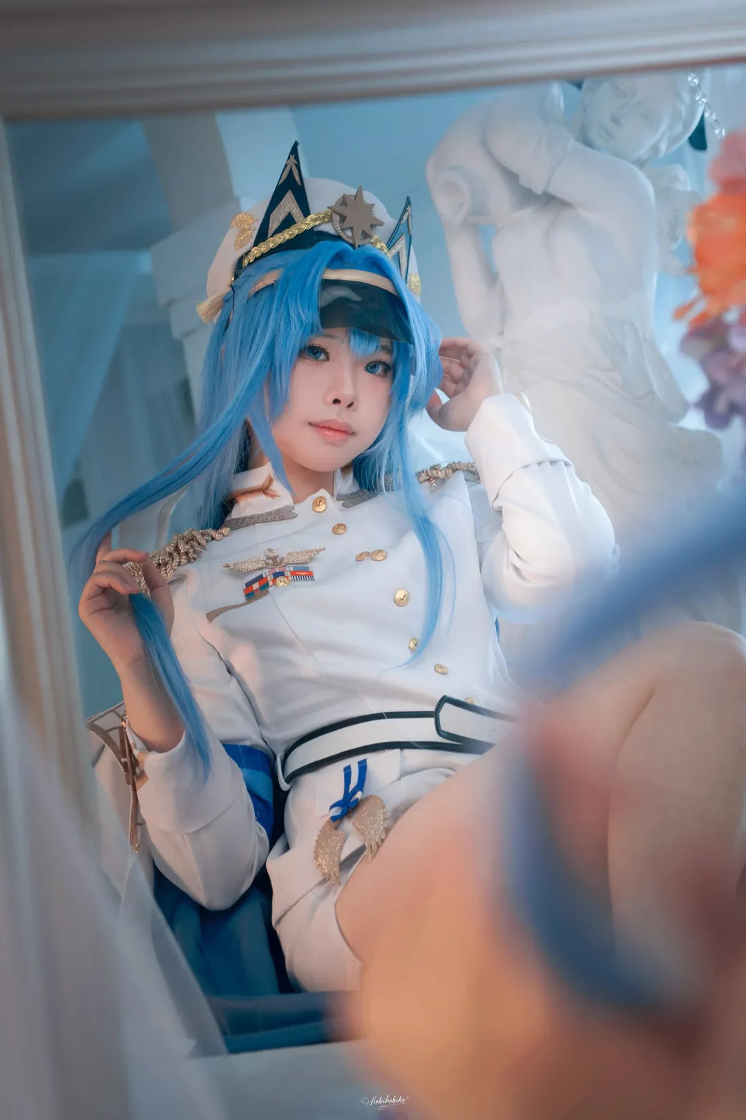 二次元摄影, 胜利女神NIKKE, cosplay日常, 海伦cos, 蓝发制服 - 第3张