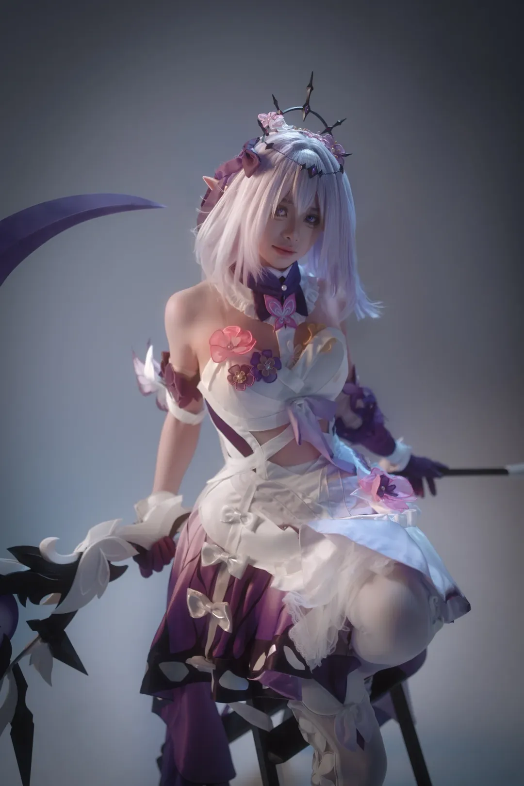 Anime-style photography, Honkai: Star Rail, Omphalos, Castorice cosplay, White stockings