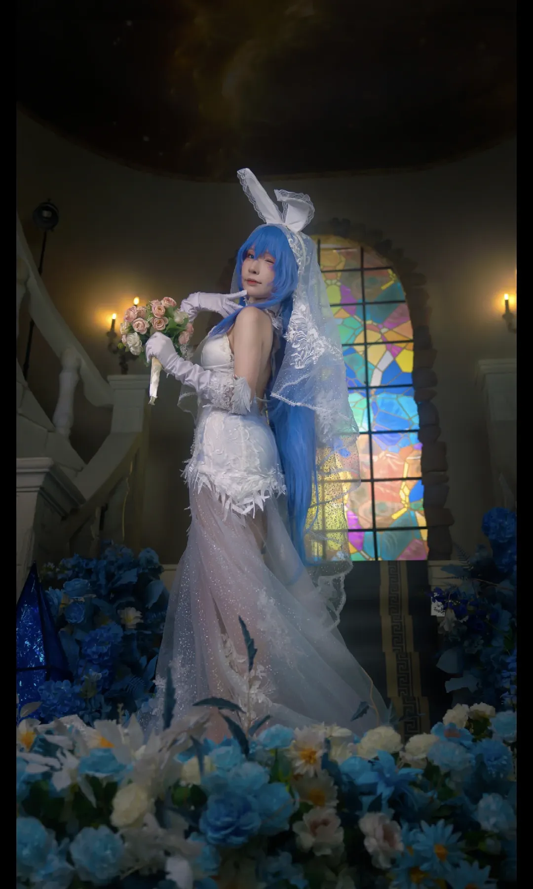 二次元摄影, 碧蓝航线, 花园cos, 花嫁写真, 蕾丝白丝 - 第1张