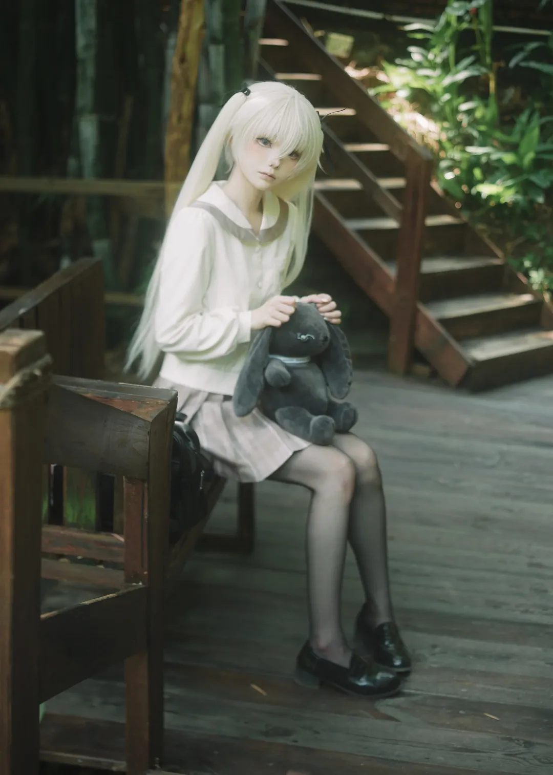 アウトドア撮影, 春日野穹コスプレ, ヨスガノソラ, 黒タイツ コーデ, 竹林の雰囲気 - 1枚目