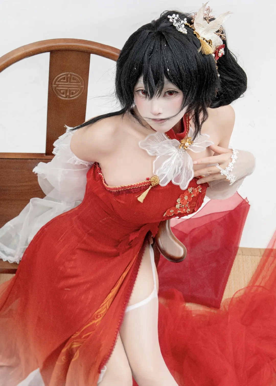 アズールレーン, 鎮海コスプレ, 国風二次元, 白ストッキングコスプレ, スタジオ撮影コスプレ - 3枚目