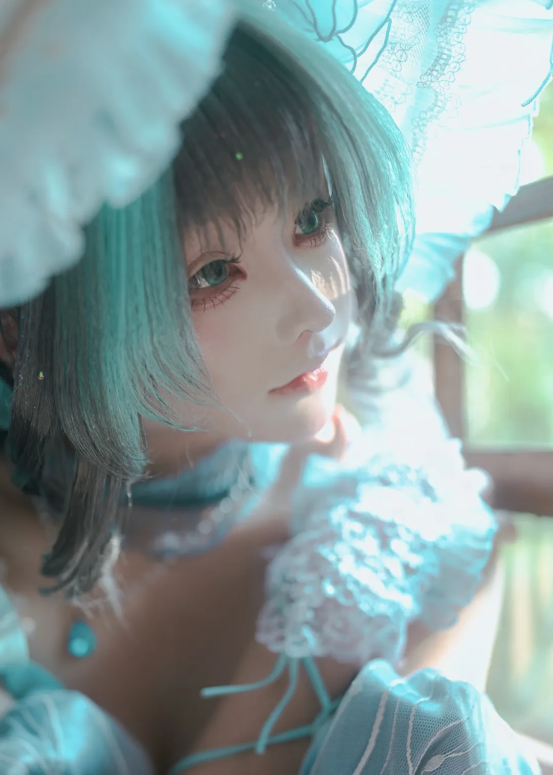 柴郡cos, 碧蓝航线, 二次元cosplay, cos摄影, 蓝绿色短发