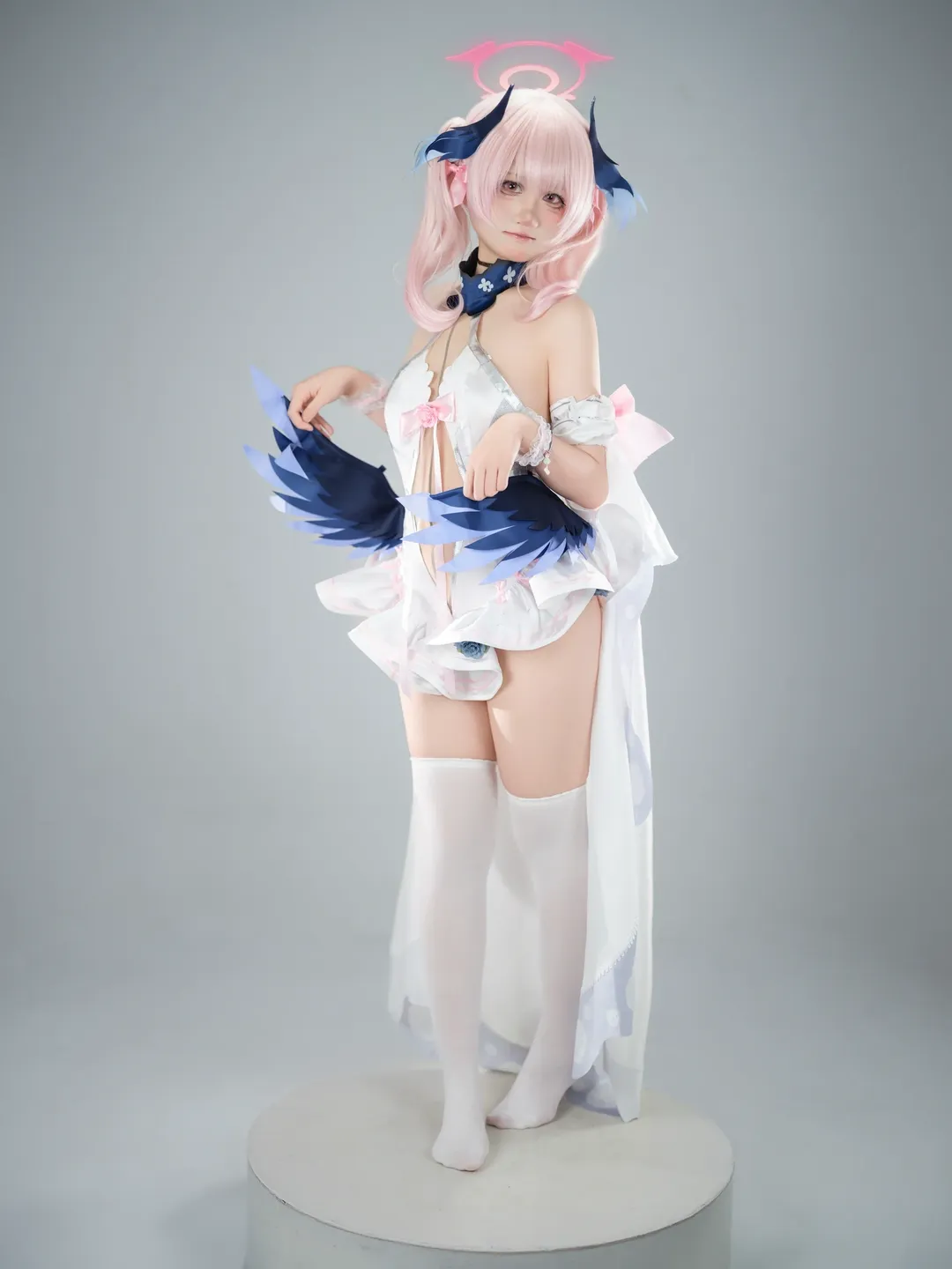 二次元摄影, 蔚蓝档案, 下江小春cos, cosplay日常, 白丝穿搭
