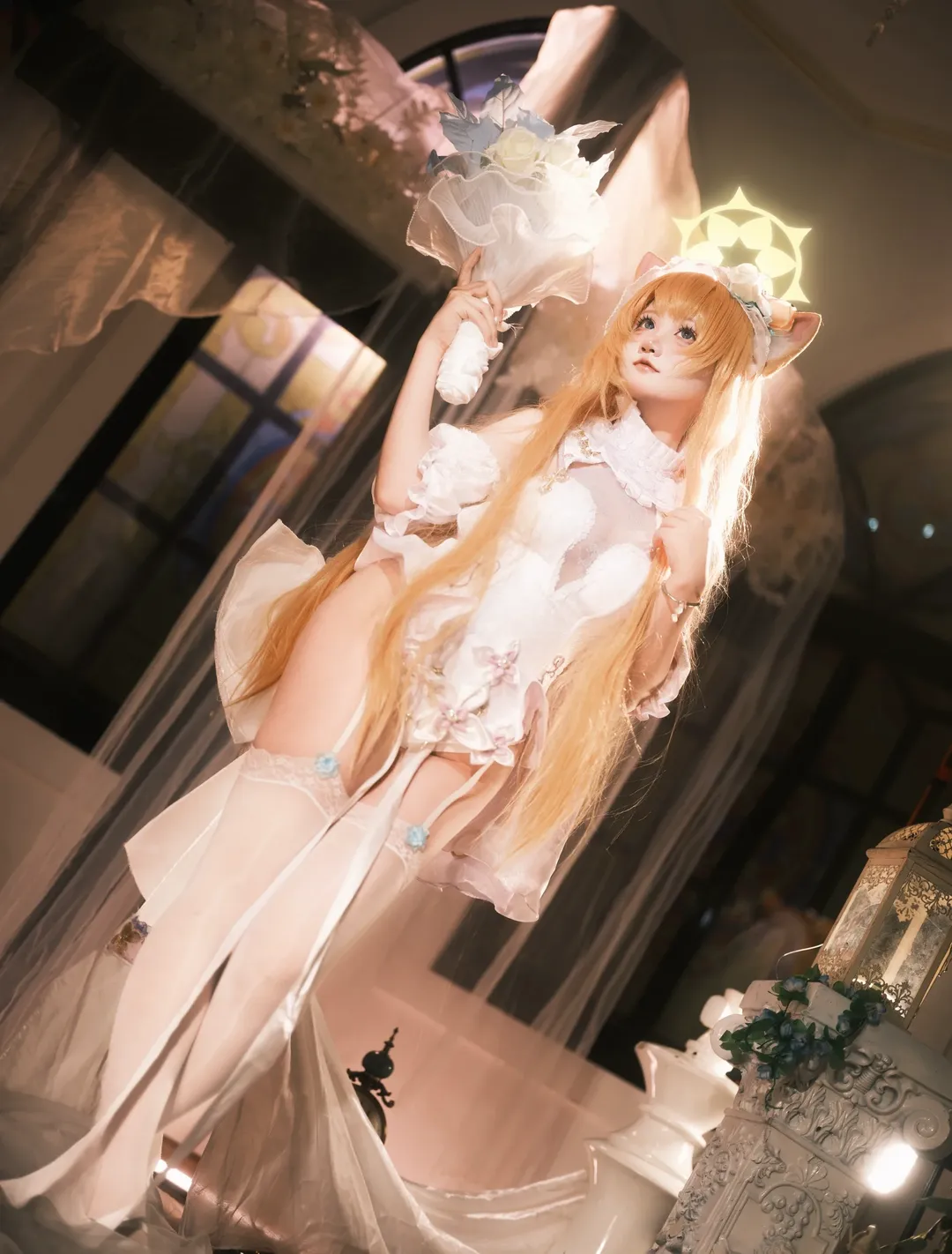 蔚蓝档案, 二次元cosplay, 纯白誓约, 伊落玛丽cos, 白丝cosplay